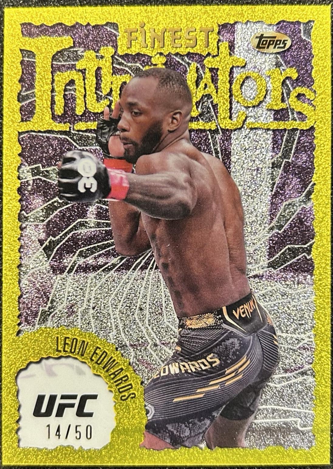 Leon Edwards 2024 Topps Finest UFC Intimidators #INT-10 Gold Refractor