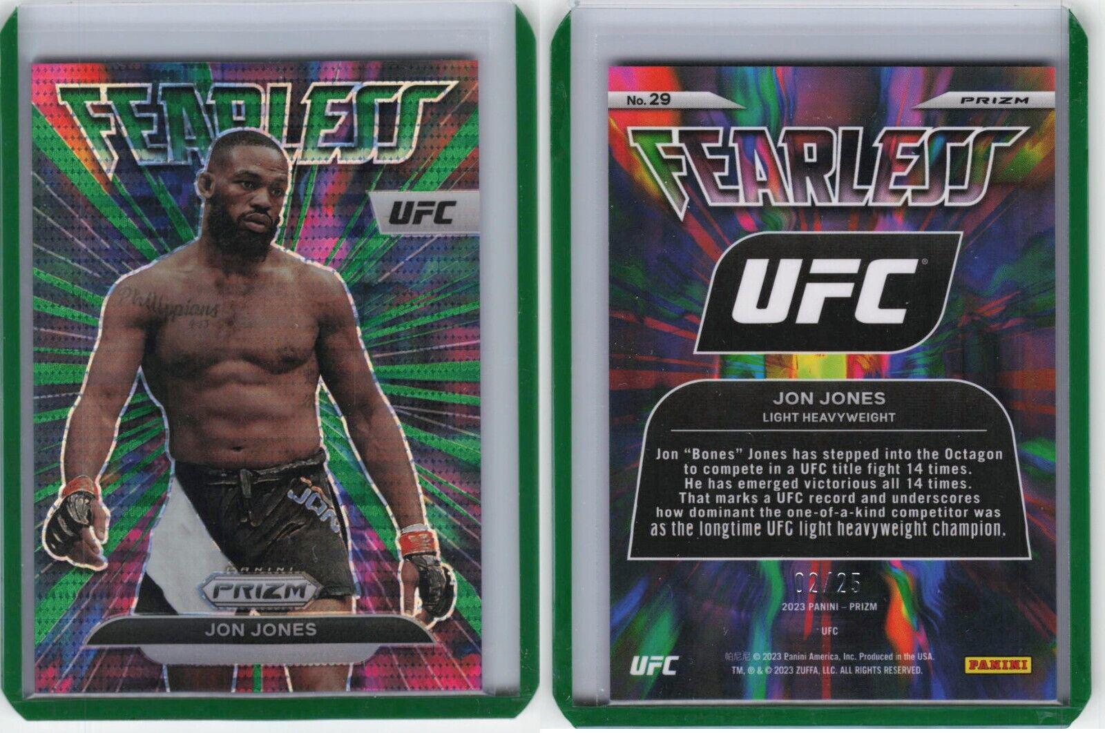 Jon Jones 2023 Panini Prizm UFC Fearless #29 Green Pulsar