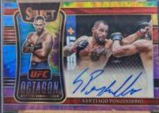 Santiago Ponzinibbio 2022 Panini Select UFC Octagon Action Signatures #19 Black Flash