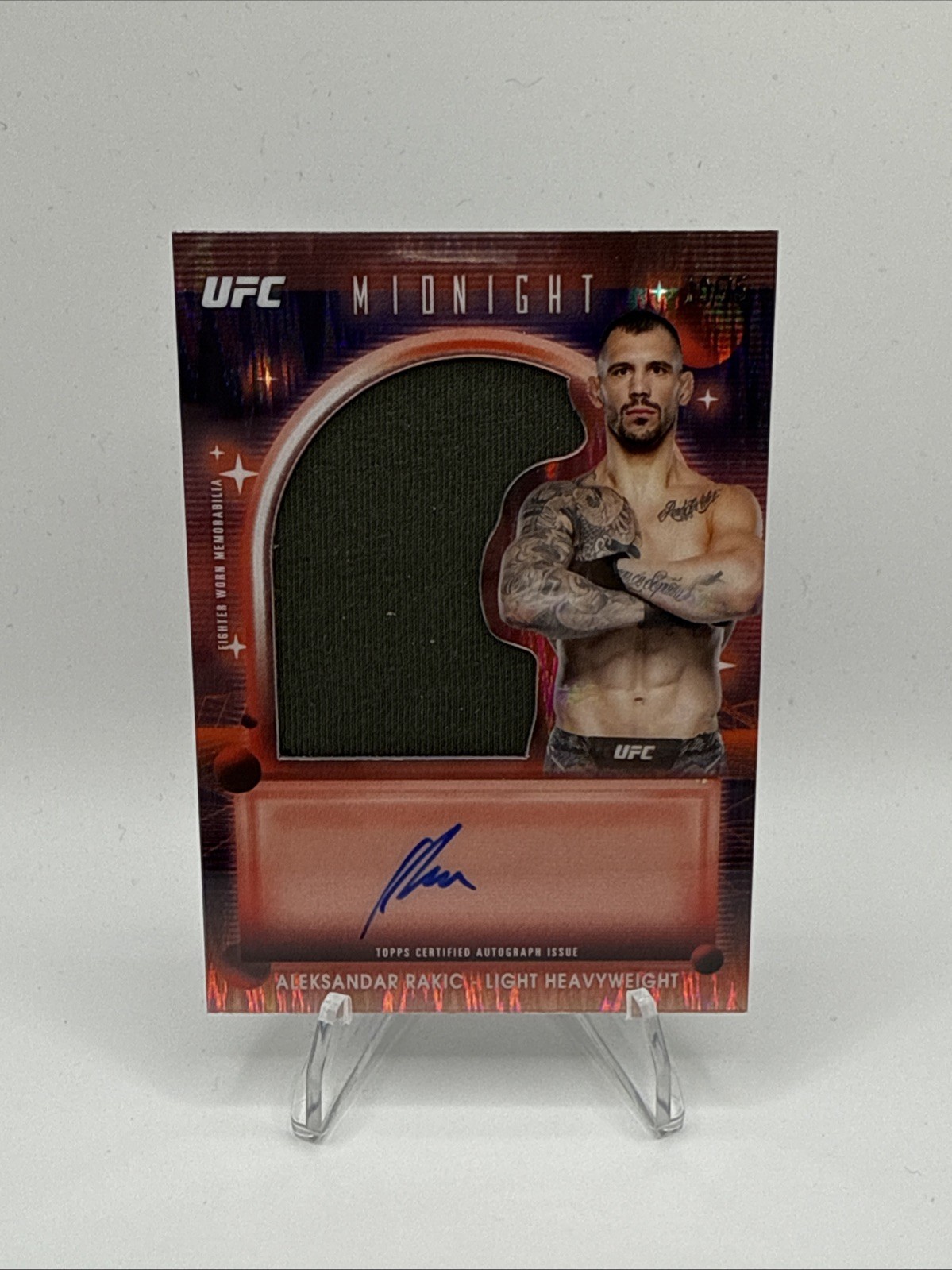 Aleksandar Rakic 2025 Topps Midnight UFC Relic Autographs #VRA-AR Dusk