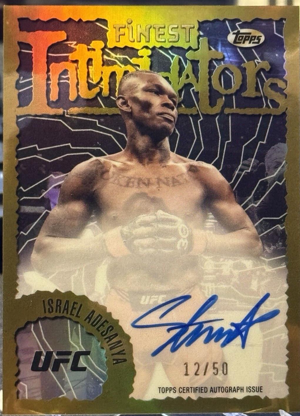 Israel Adesanya 2024 Topps Finest UFC Intimidators Autographs #IA-IAA Gold Refractor