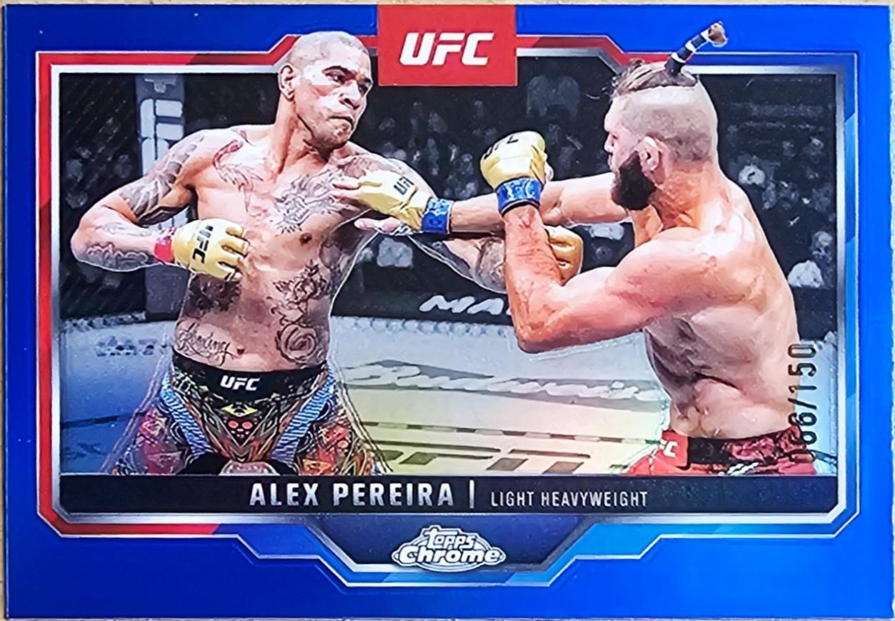 Alex Pereira 2025 Topps Chrome UFC Base #2 Blue Refractor