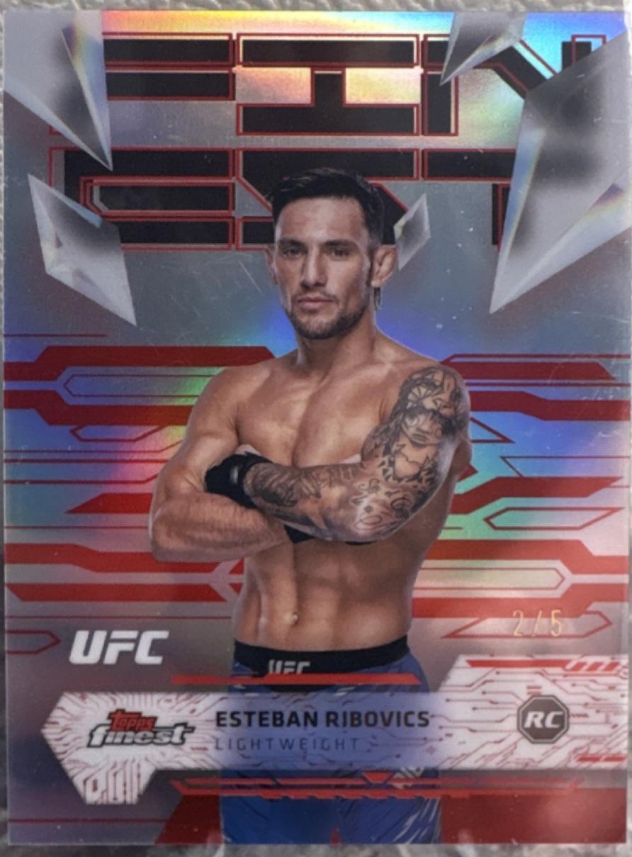 Esteban Ribovics 2025 Topps Finest UFC Base Uncommon #121 Red Refractor
