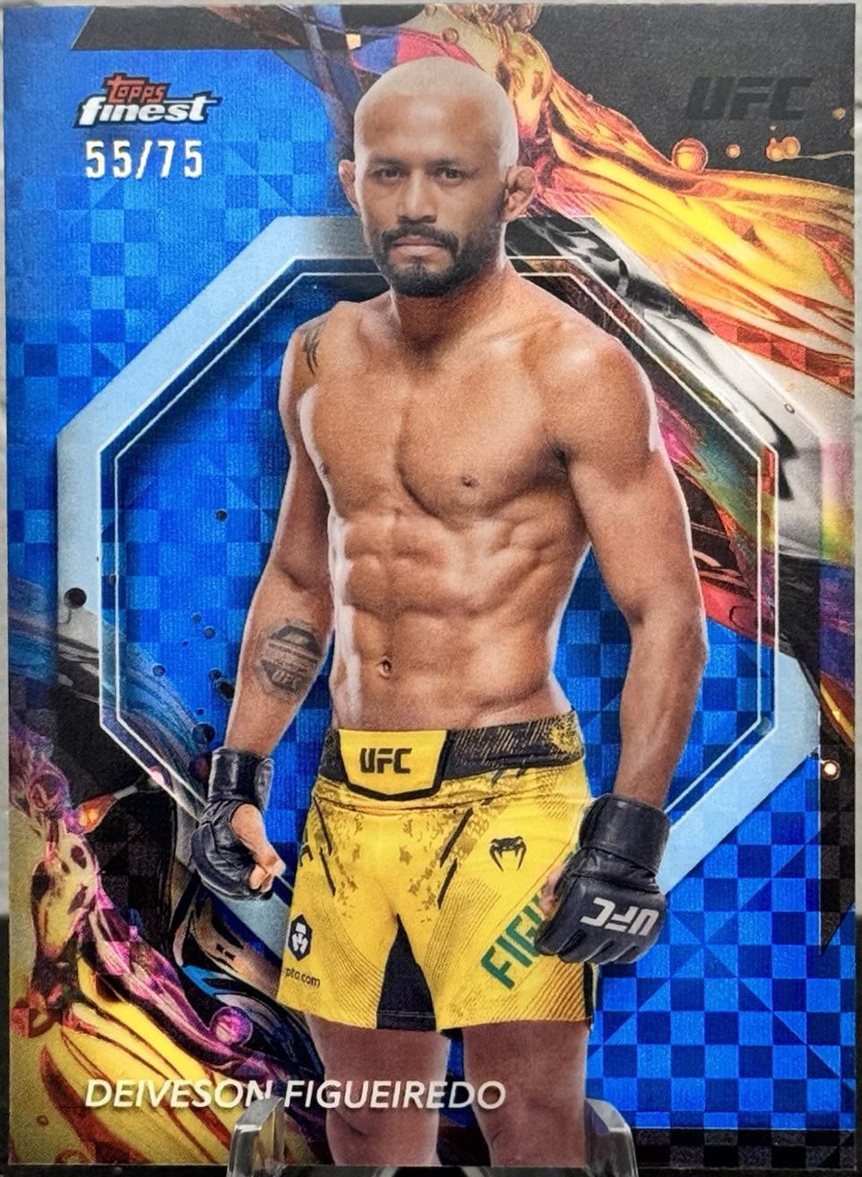 Deiveson Figueiredo 2024 Topps Finest UFC Base Uncommon #198 Blue Checkerboard Refractor