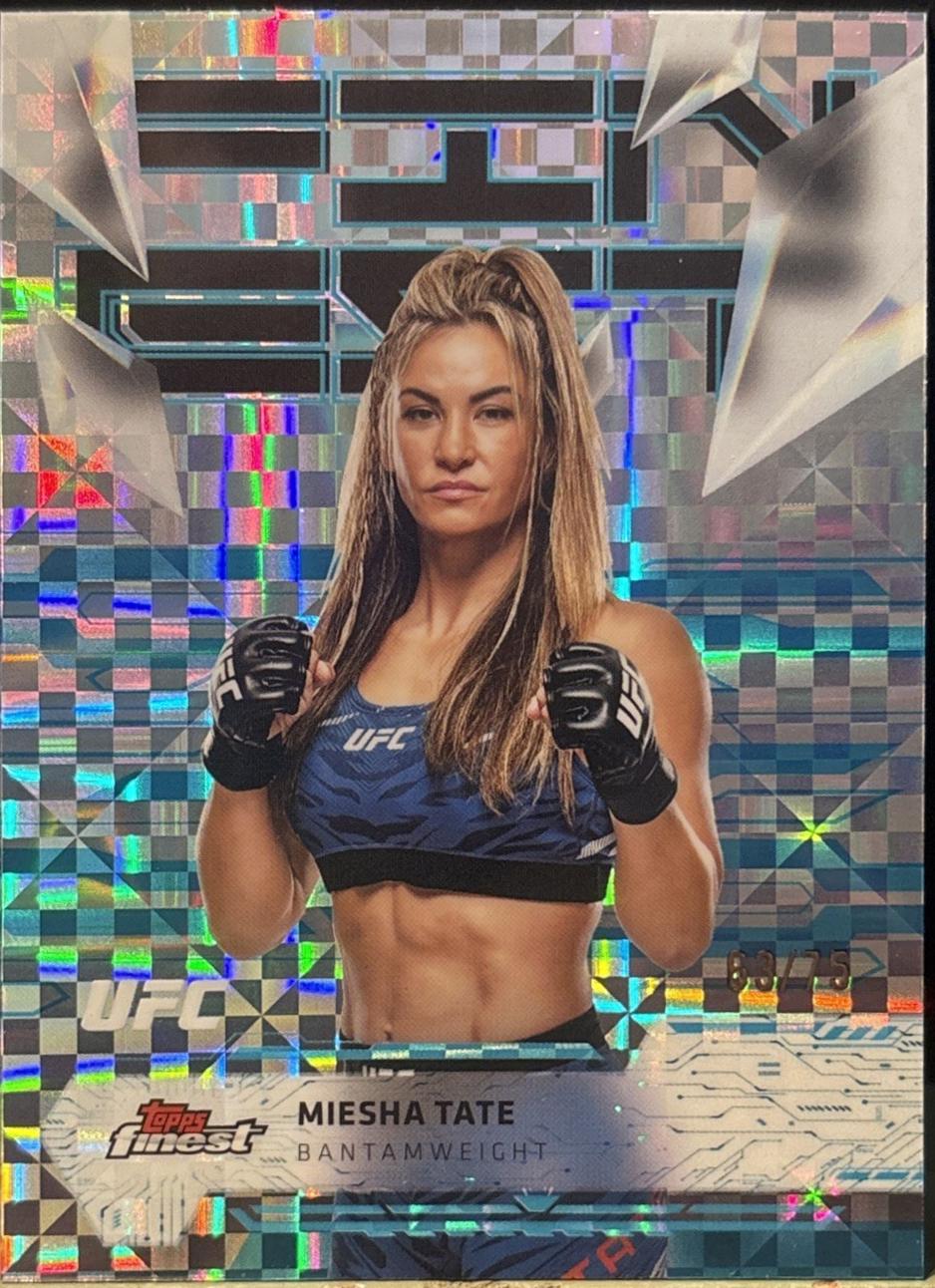 Miesha Tate 2025 Topps Finest UFC Base Uncommon #165 Blue Checkerboard Refractor