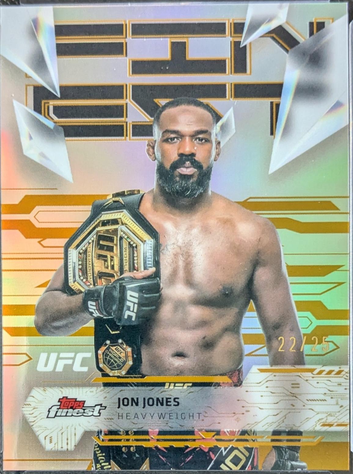 Jon Jones 2025 Topps Finest UFC Base Uncommon #122 Gold Refractor
