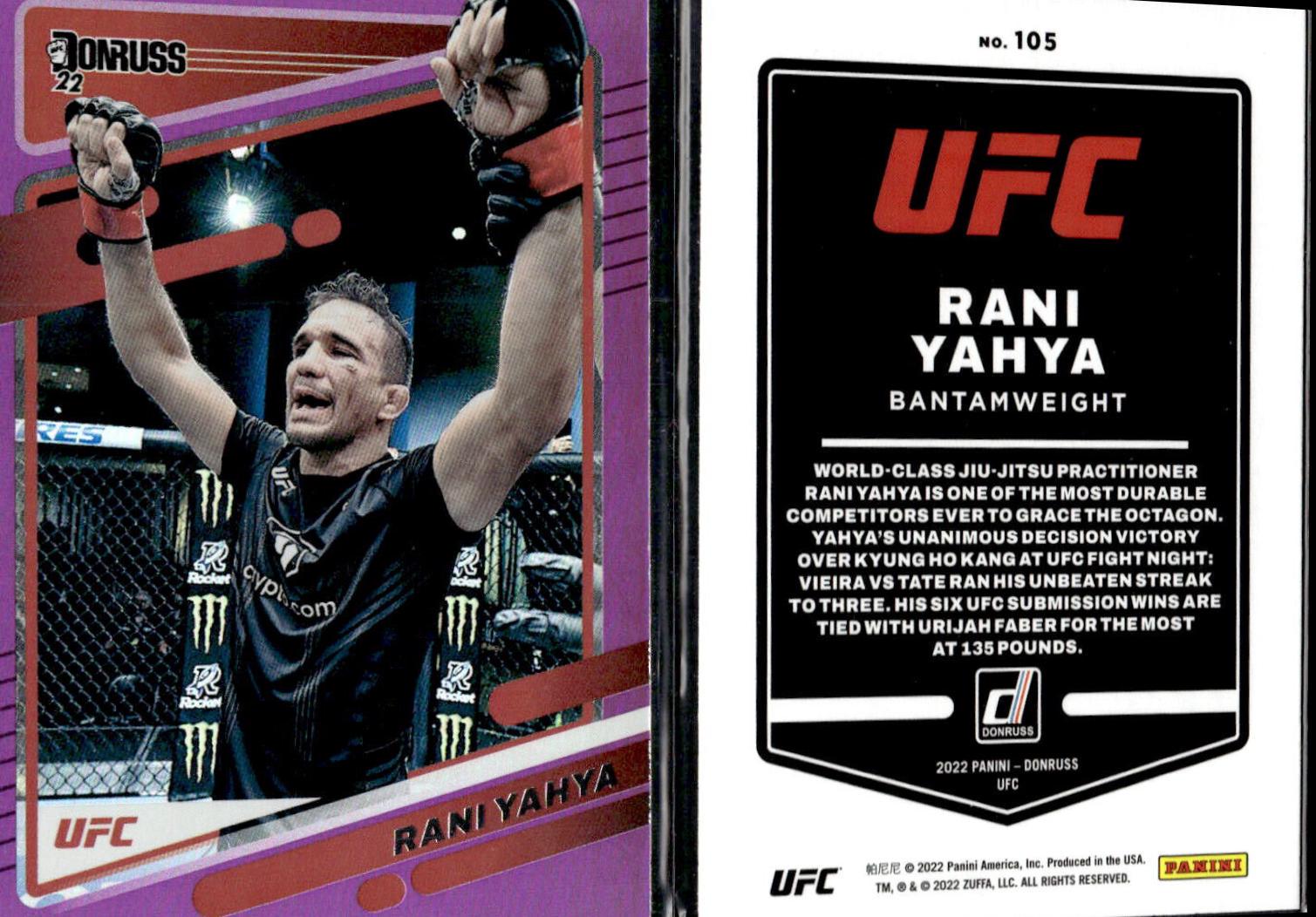 Rani Yahya 2022 Panini Donruss UFC Base #105 Purple Flood
