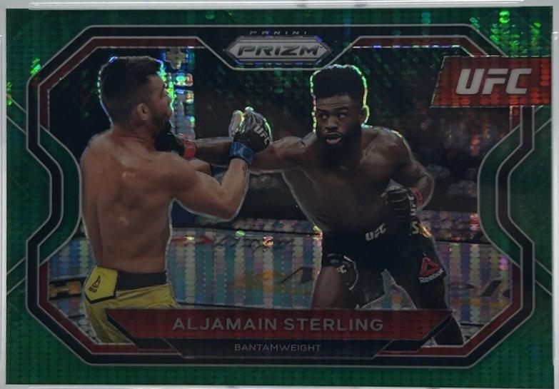 Aljamain Sterling 2021 Panini Prizm UFC Base #152 Green Pulsar