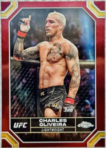Charles Oliveira 2024 Topps Chrome UFC Base #42 Magenta Refractor