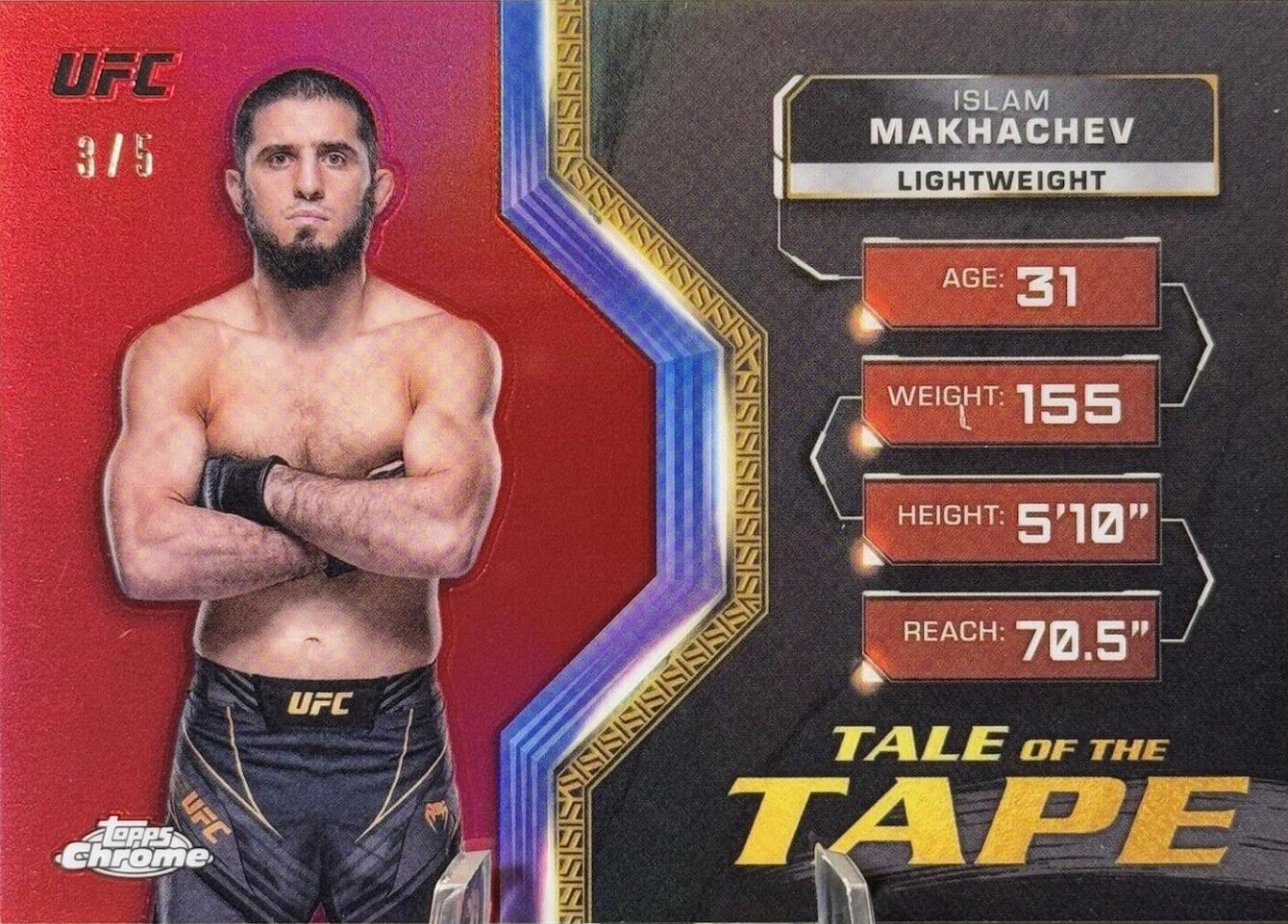 Islam Makhachev 2024 Topps Chrome UFC Tale of the Tape #TFT-10 Red Refractor