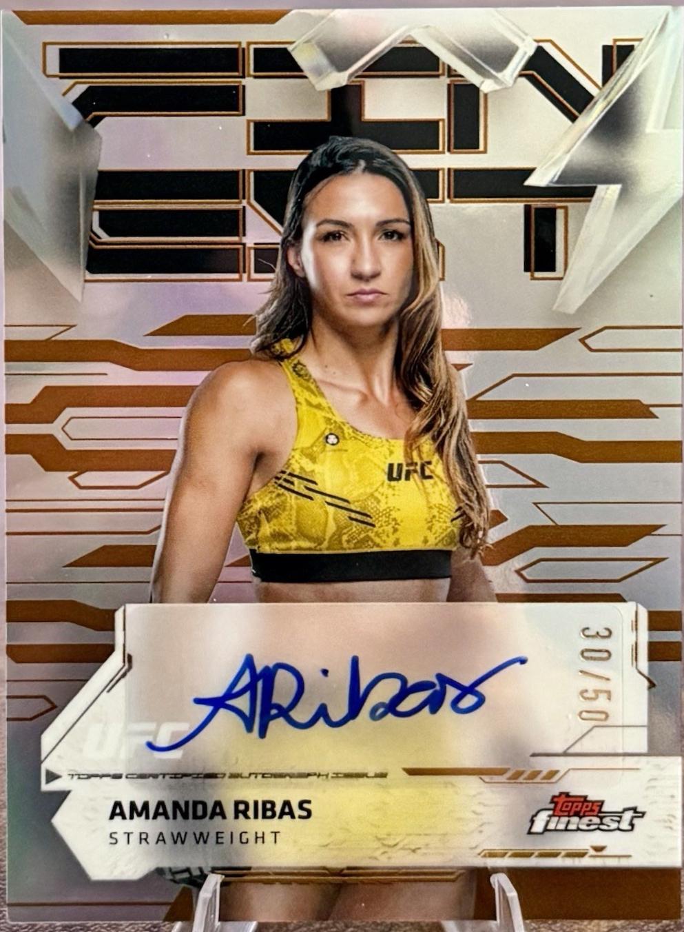 Amanda Ribas 2025 Topps Finest UFC Finest Autographs #FA-AR Gold Refractor