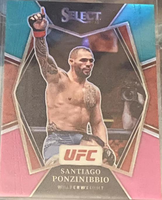 Santiago Ponzinibbio 2022 Panini Select UFC Premier Level #104 Teal and Pink