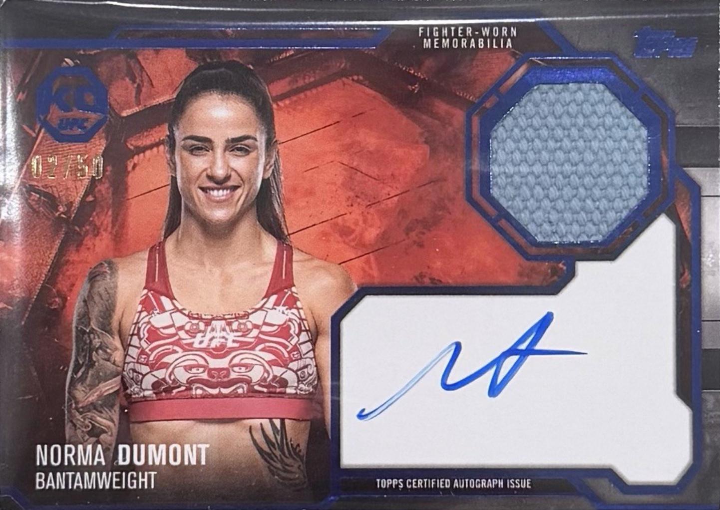Norma Dumont 2025 Topps Knockout UFC Knockout Autograph Relics #KAR-ND Blue