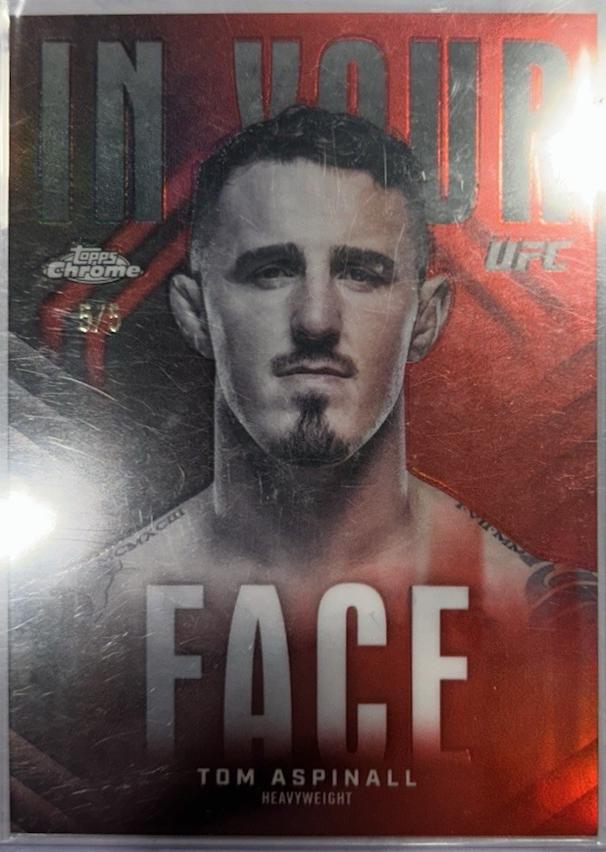 Tom Aspinall 2026 Topps Chrome UFC In Your Face #IYF-1 Red Refractor