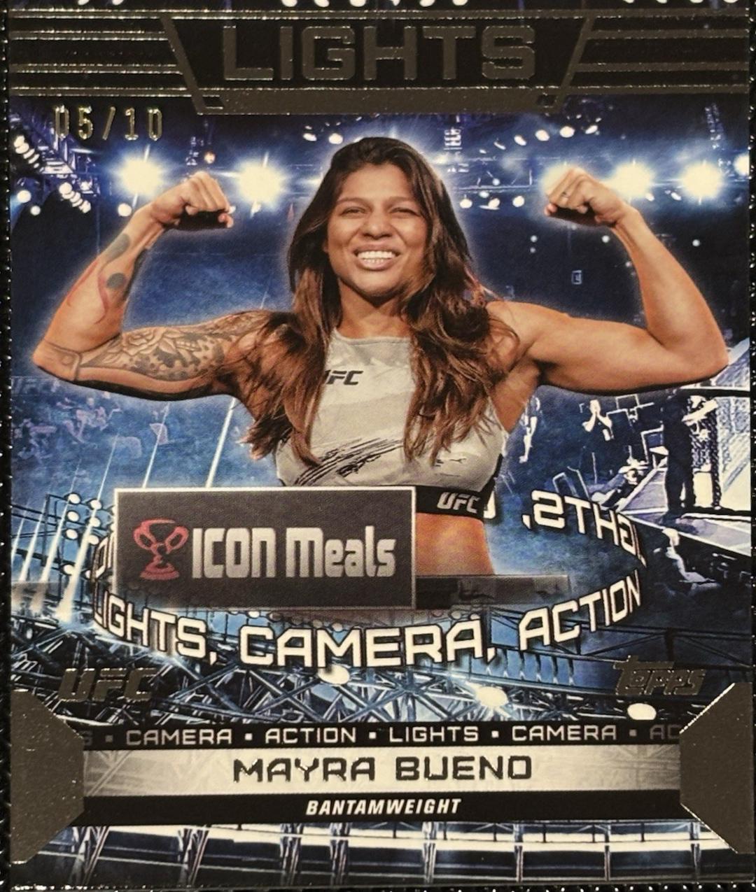 Mayra Bueno 2024 Topps Knockout UFC Camera (Lights, Camera, Action) #CAM-8 Gold