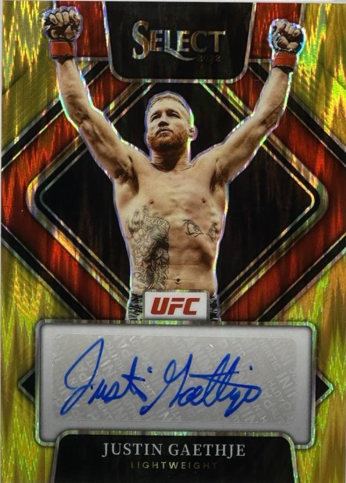 Justin Gaethje 2022 Panini Select UFC Signatures #31 Gold Flash