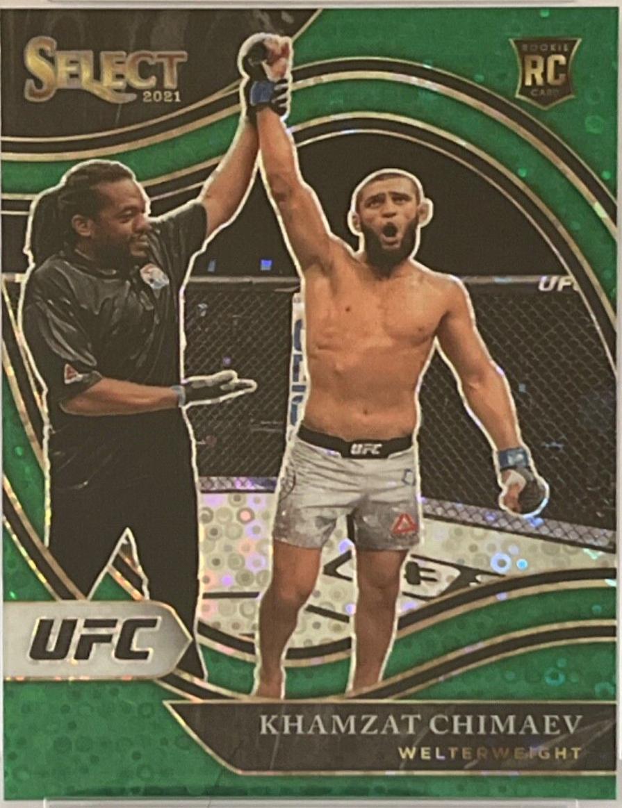 Khamzat Chimaev 2021 Panini Select UFC Octagonside #218 Green Disco