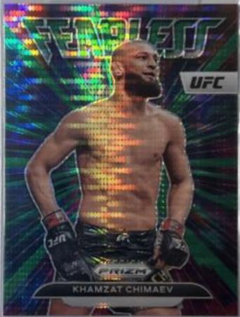Khamzat Chimaev 2023 Panini Prizm UFC Fearless #5 Green Pulsar