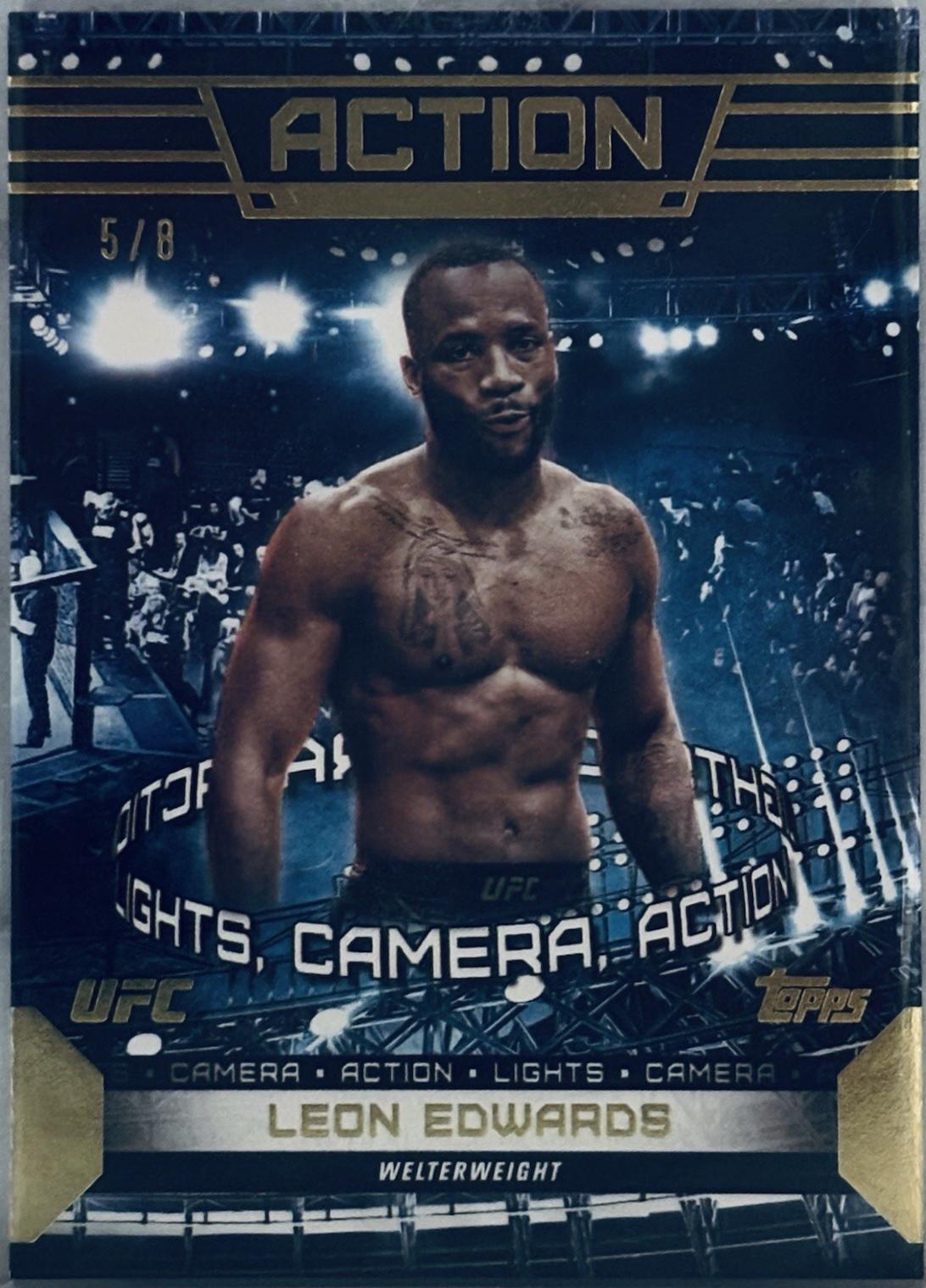 Leon Edwards 2024 Topps Knockout UFC Lights (Lights, Camera, Action) #LTS-9 Gold