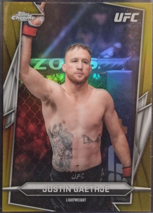 Justin Gaethje 2026 Topps Chrome UFC Base #39 Yellow Refractor