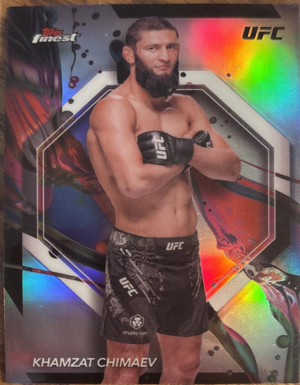 Khamzat Chimaev 2024 Topps Finest UFC Base Common #89 Refractor