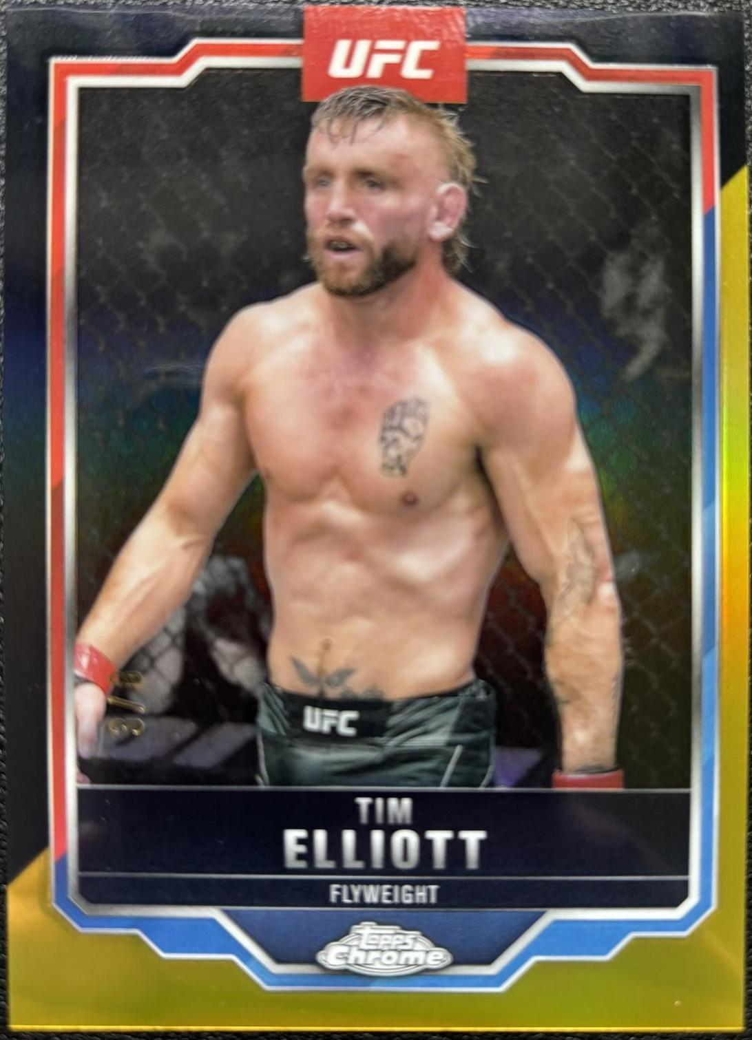 Tim Elliott 2025 Topps Chrome UFC Base #57 Black & Gold Refractor