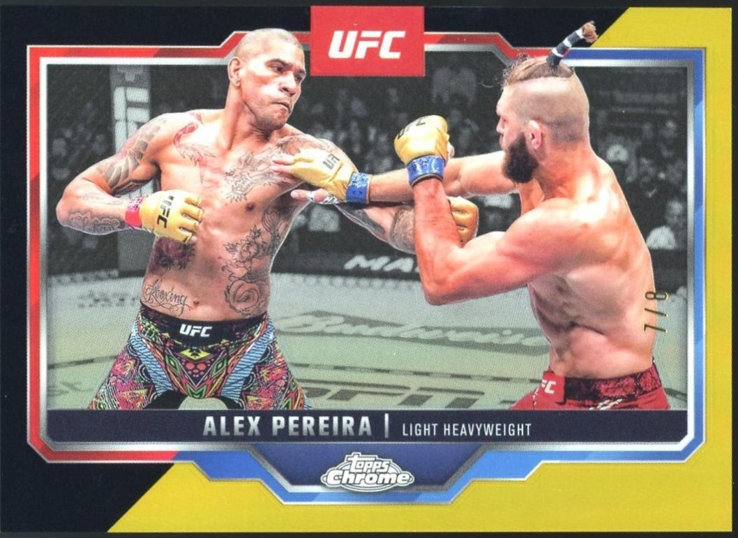 Alex Pereira 2025 Topps Chrome UFC Base #2 Black & Gold Refractor