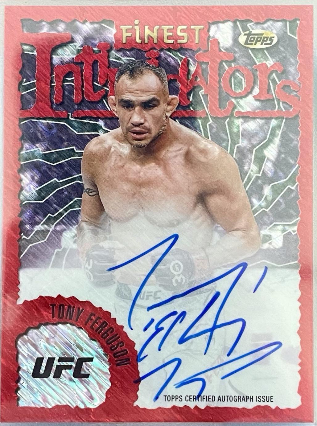 Tony Ferguson 2024 Topps Finest UFC Intimidators Autographs #IA-TFN Red Shimmer Refractor