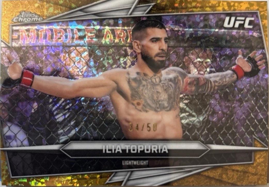 Ilia Topuria 2026 Topps Chrome UFC Base #1 Gold Mini Diamonds Refractor