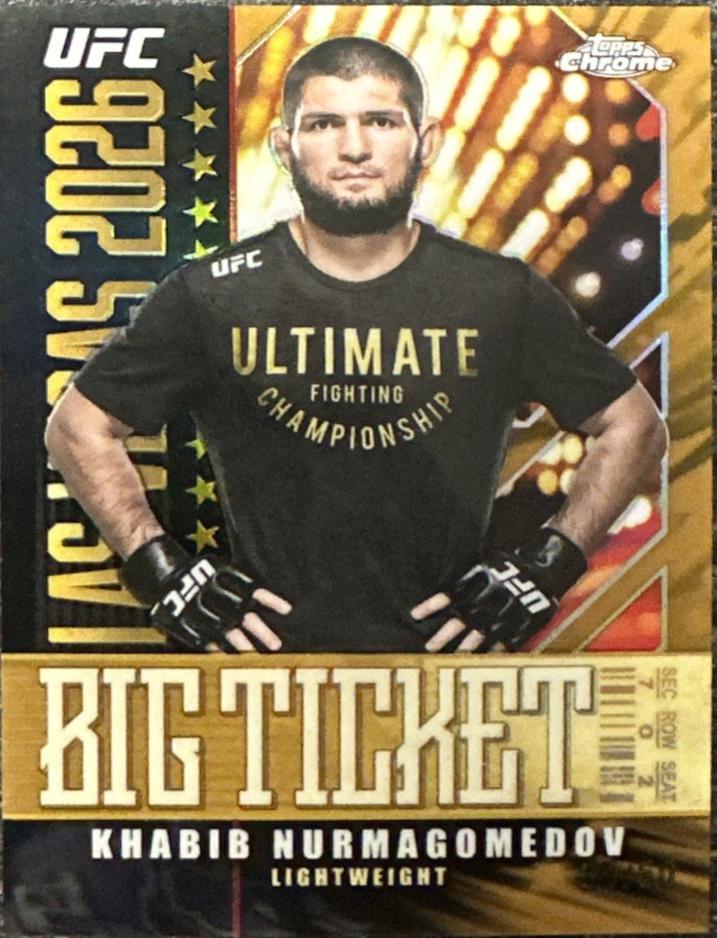 Khabib Nurmagomedov 2026 Topps Chrome UFC Big Ticket #BT-23 Gold