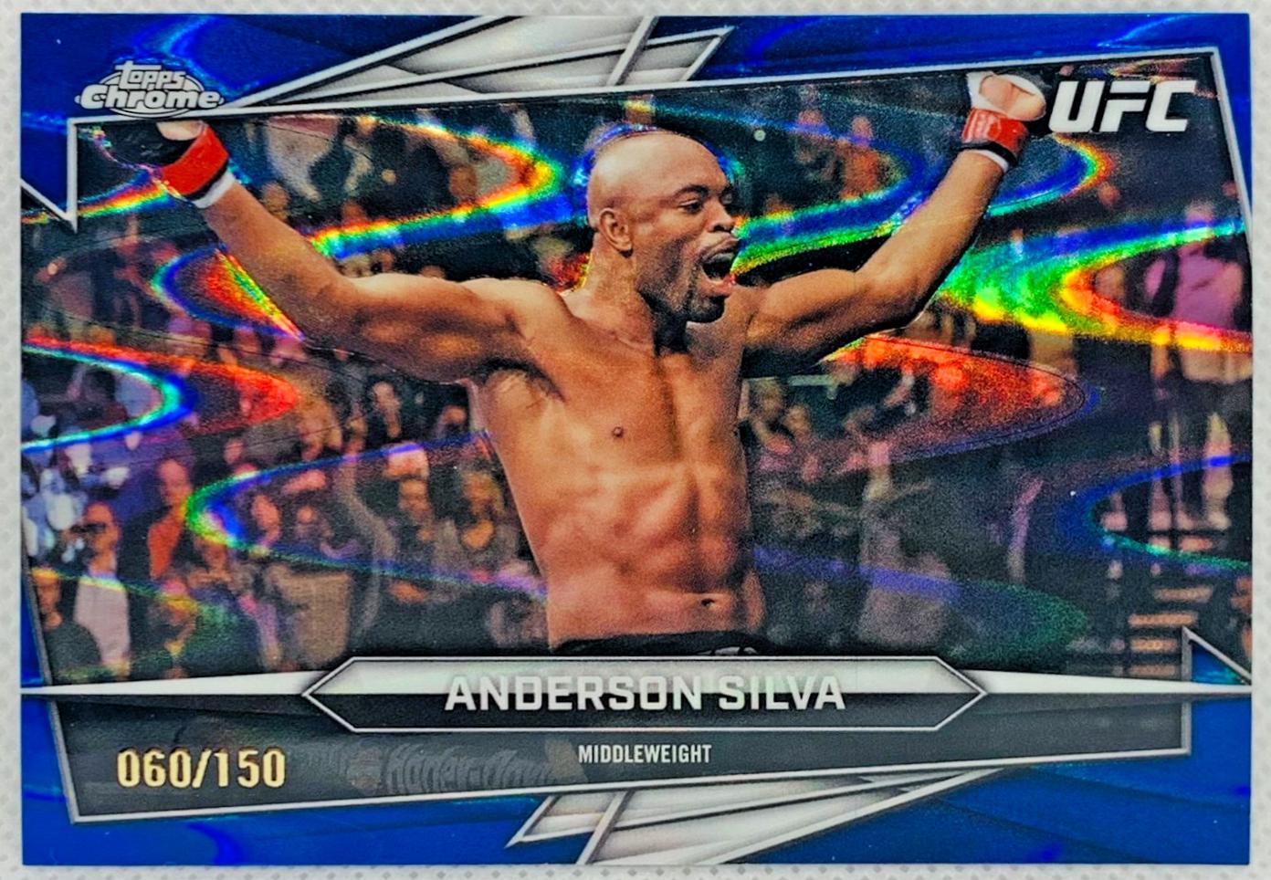 Anderson Silva 2026 Topps Chrome UFC Base #14 Blue Ray Wave Refractor