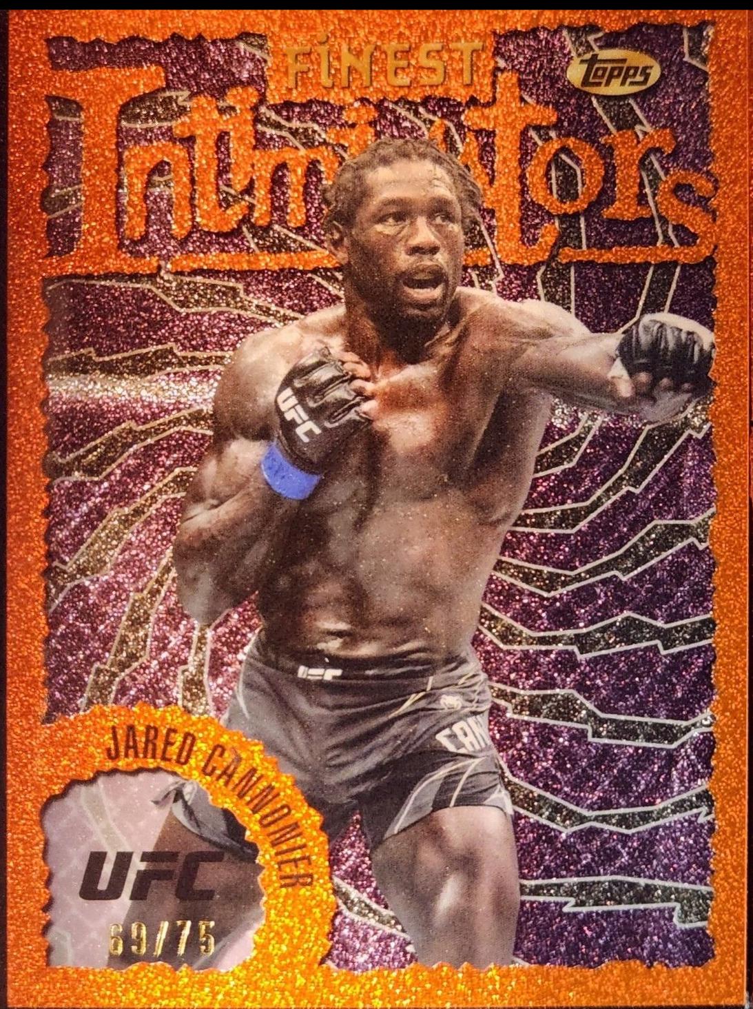 Jared Cannonier 2024 Topps Finest UFC Intimidators #INT-16 Yellow Glitter Refractor