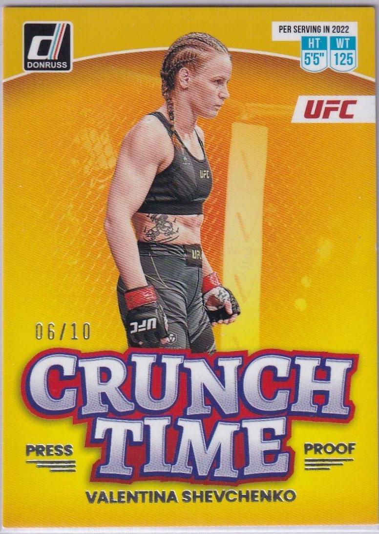 Valentina Shevchenko 2023 Panini Donruss UFC Crunch Time #13 Press Proof Gold