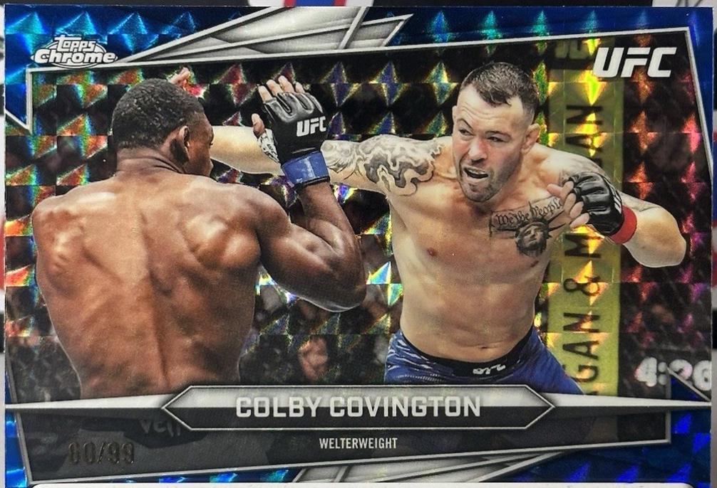 Colby Covington 2026 Topps Chrome UFC Base #91 Blue Geometric Refractor