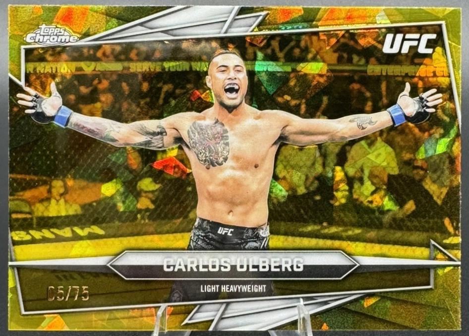 Carlos Ulberg 2026 Topps Chrome UFC Base #110 Yellow Refractor