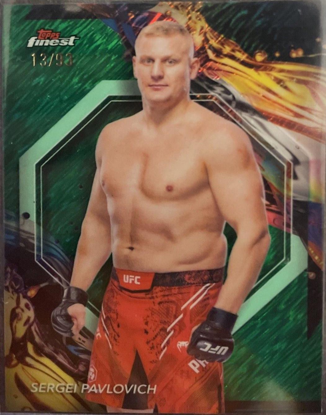 Sergei Pavlovich 2024 Topps Finest UFC Base Uncommon #172 Green Shimmer Refractor