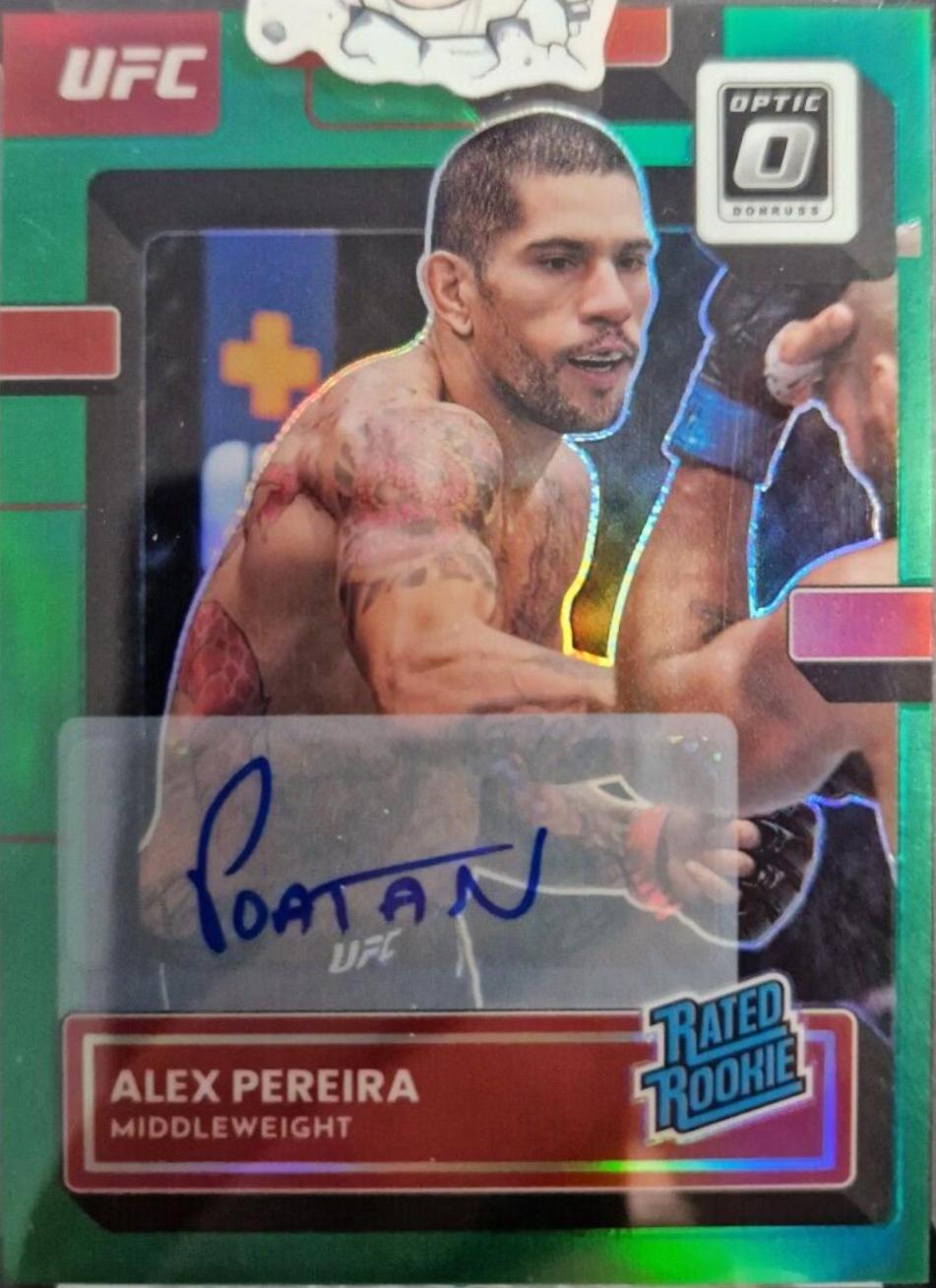 Alex Pereira 2023 Panini Donruss Optic UFC Base Rated Rookies Signatures #108 Green