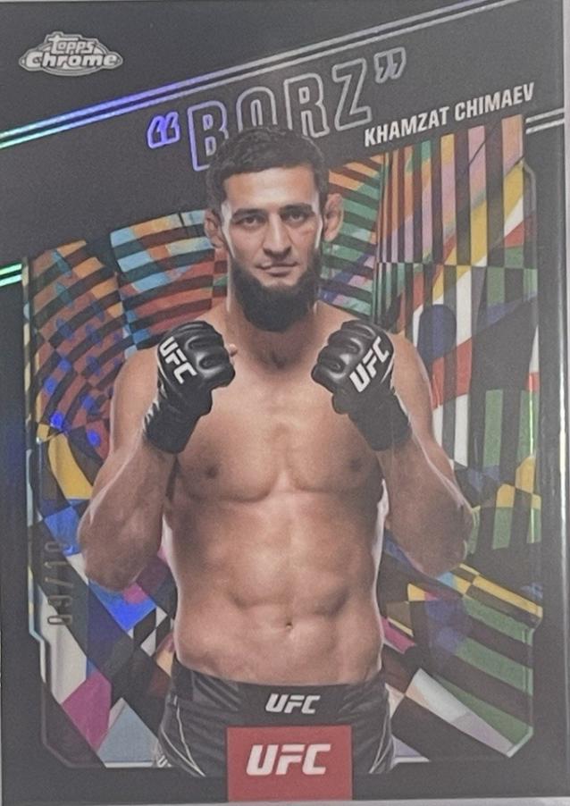 Khamzat Chimaev 2025 Topps Chrome UFC AKA #AKA-2 Black Refractor