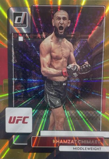 Khamzat Chimaev 2023 Panini Donruss UFC Base #174 Gold Laser