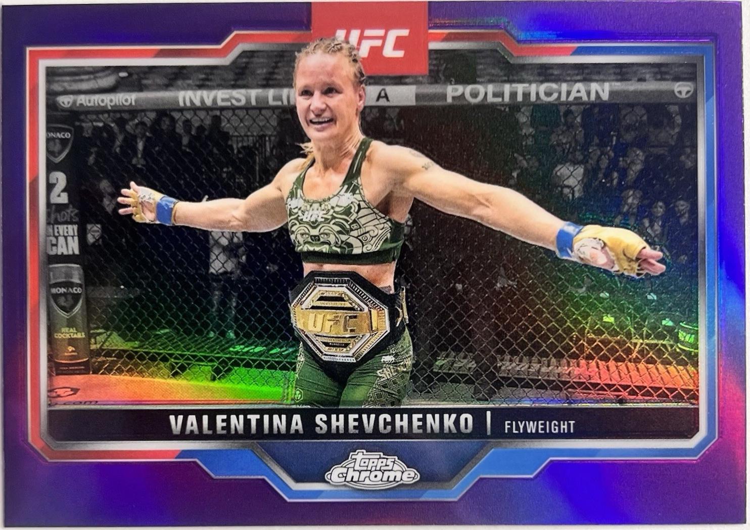 Valentina Shevchenko 2025 Topps Chrome UFC Base #166 Purple Refractor