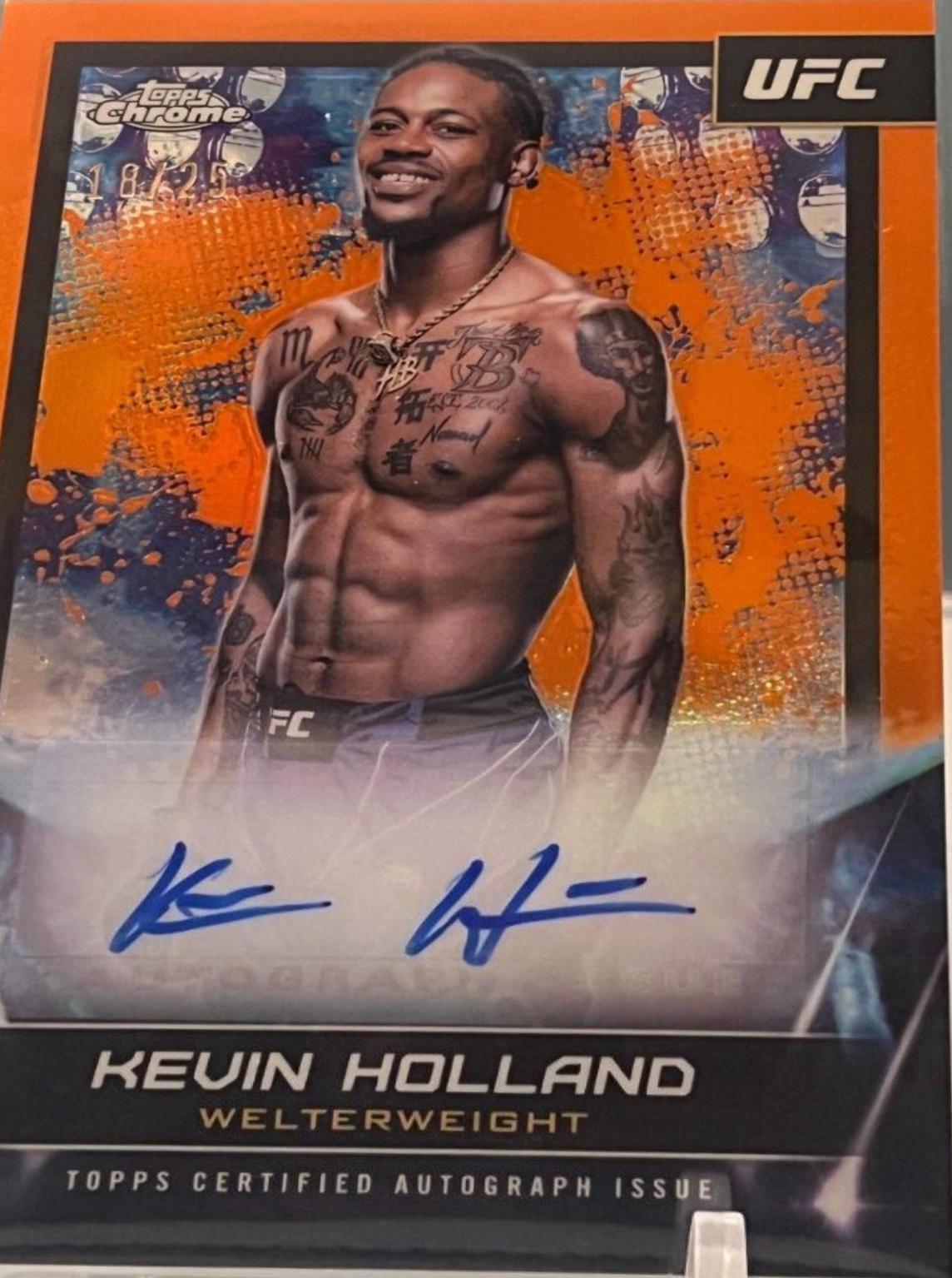 Kevin Holland 2024 Topps Chrome UFC UFC Signatures #FNA-KHO Orange Refractor