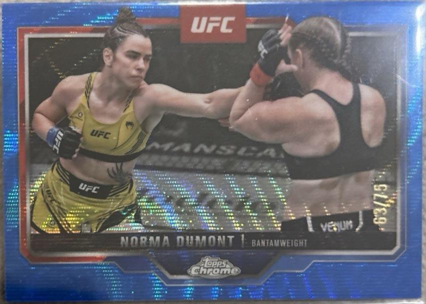 Norma Dumont 2025 Topps Chrome UFC Base #195 Blue Wave Refractor