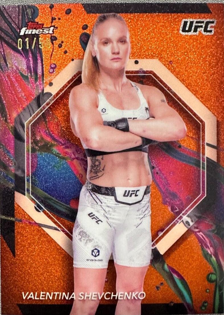 Valentina Shevchenko 2024 Topps Finest UFC Base Common #65 Gold Refractor