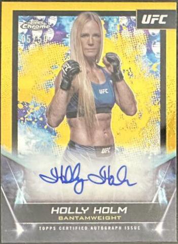 Holly Holm 2024 Topps Chrome UFC UFC Signatures #FNA-HHO Gold Refractor