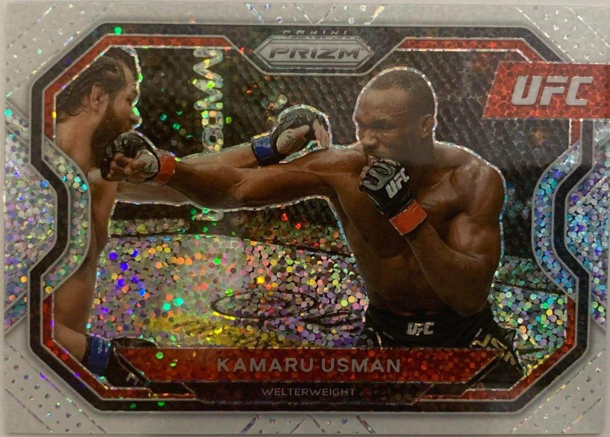 Kamaru Usman 2021 Panini Prizm UFC Base #151 White Sparkle