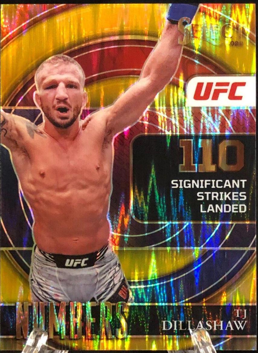TJ Dillashaw 2022 Panini Select UFC Select Numbers #26 Gold Flash