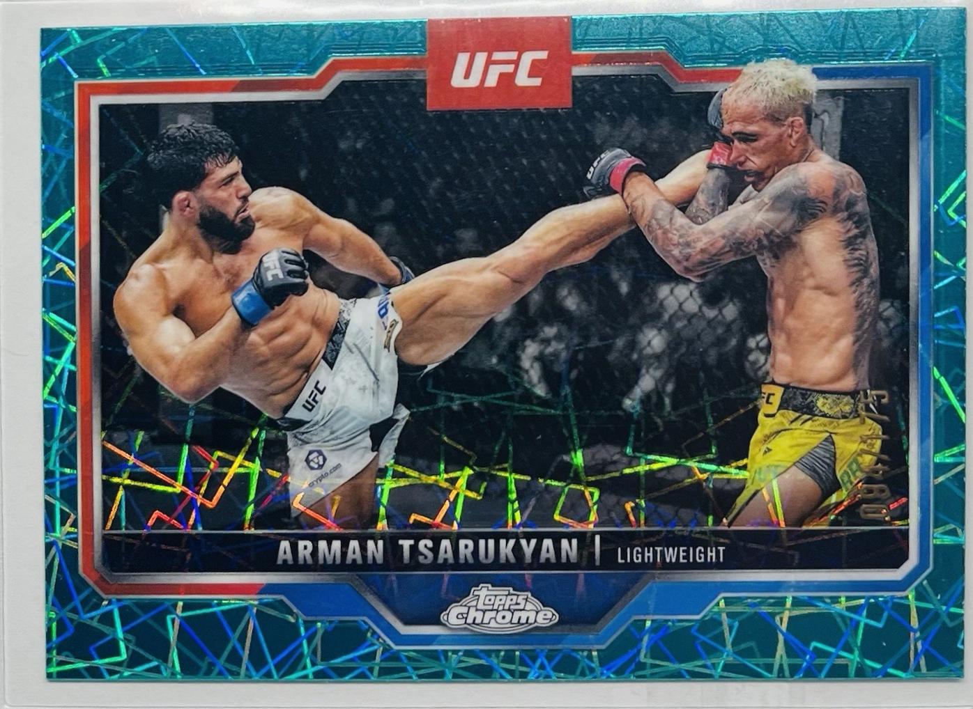 Arman Tsarukyan 2025 Topps Chrome UFC Base #94 Teal Lazer Refractor
