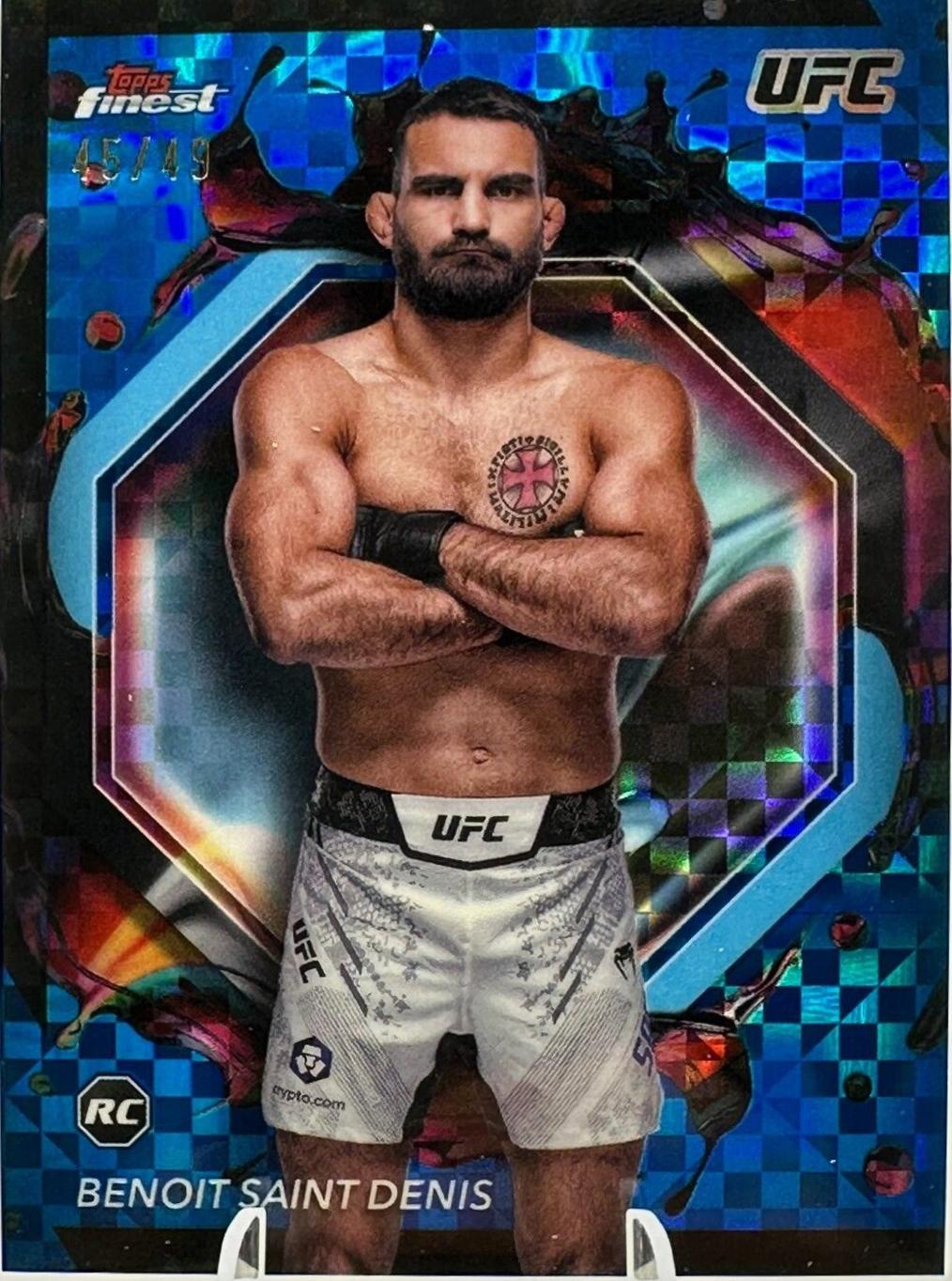 Benoit Saint Denis 2024 Topps Finest UFC Base Rare #243 Blue Checkerboard Refractor