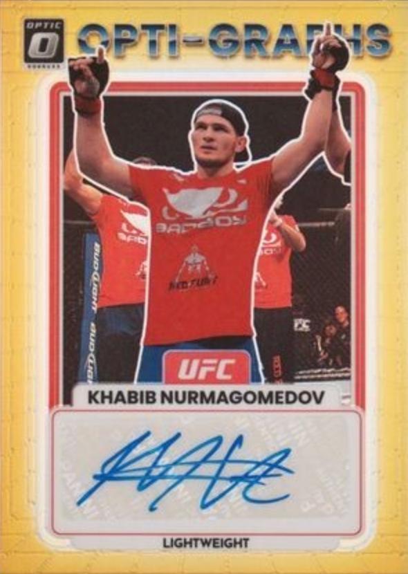 Khabib Nurmagomedov 2023 Panini Donruss Optic UFC Opti-Graphs #23 Gold Autograph