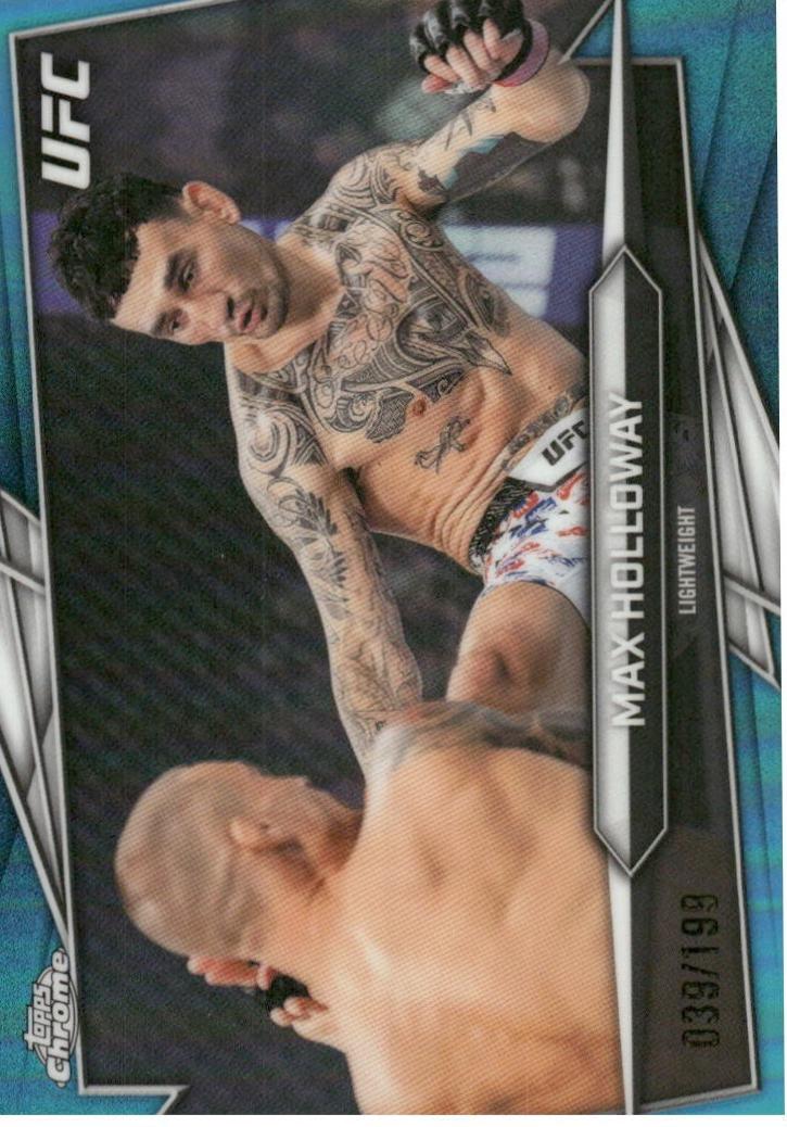 Max Holloway 2026 Topps Chrome UFC Base #100 Aqua Refractor